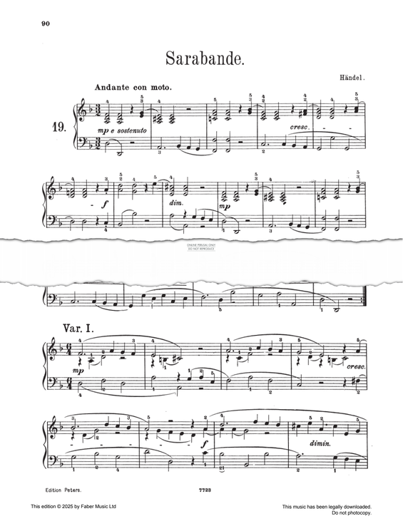 Produktgalerie: Seite 1 von 1 Sarabande in D minor, George Frideric Handel, Klavier