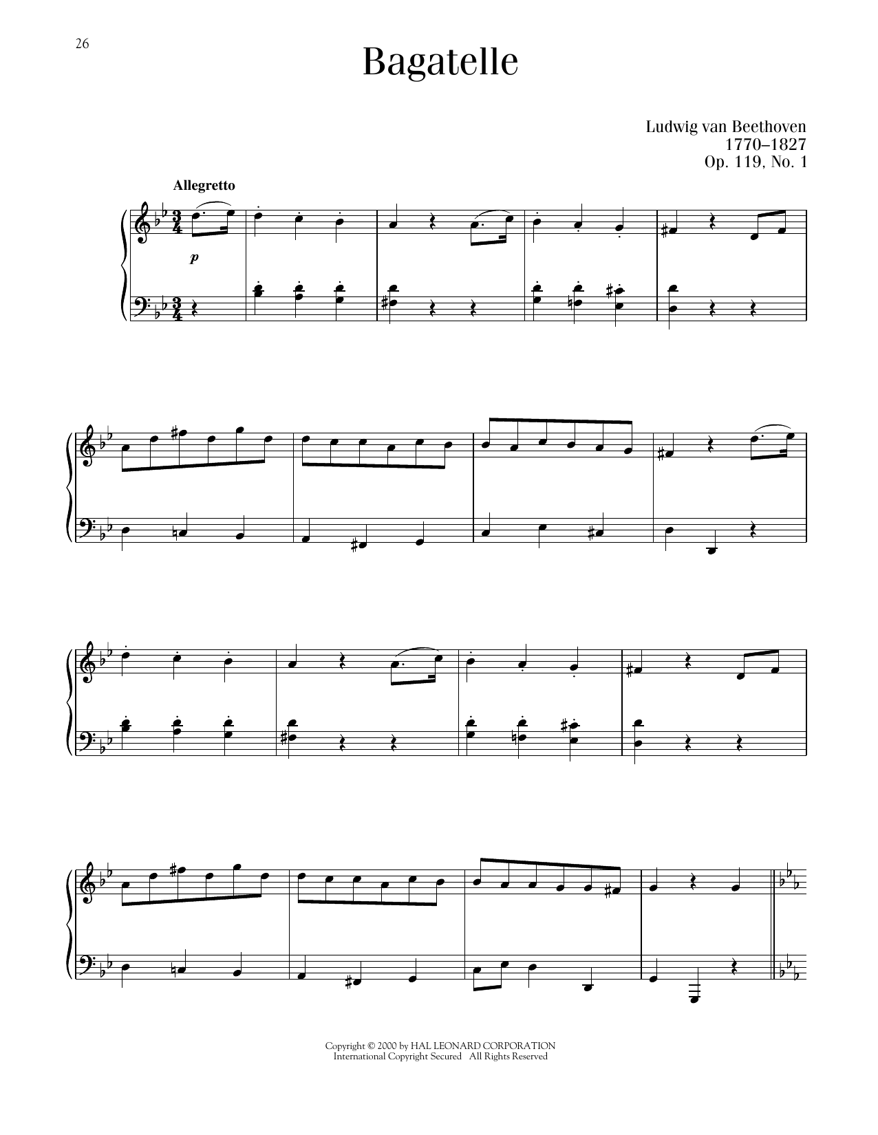 Produktbild zu: Bagatelle, Op. 119, No. 1