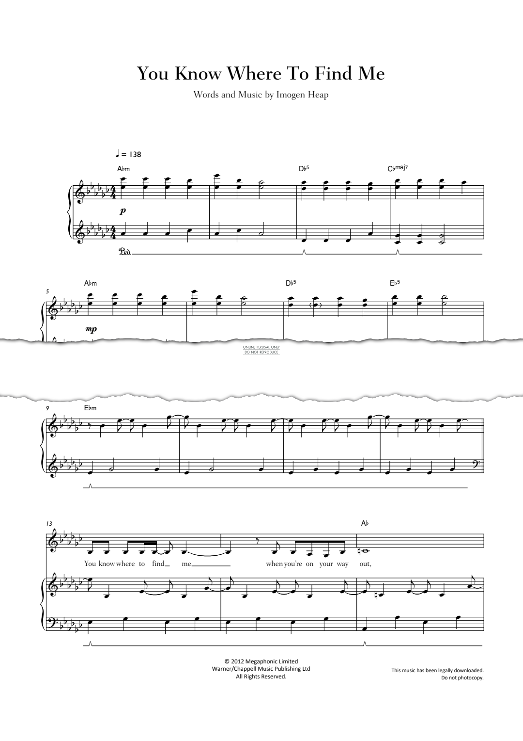 Product gallery: Page 1 of 1 You Know Where To Find Me, Imogen Heap