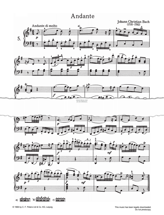 Produktgalerie: Seite 1 von 1 Andante, Johann Christian Bach, Klavier