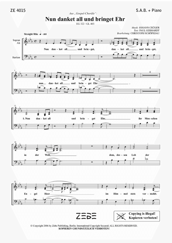 gallery: Nun danket all und bringet Ehr EG 322 / GL 403, , Gemischter Chor SAM und Klavier