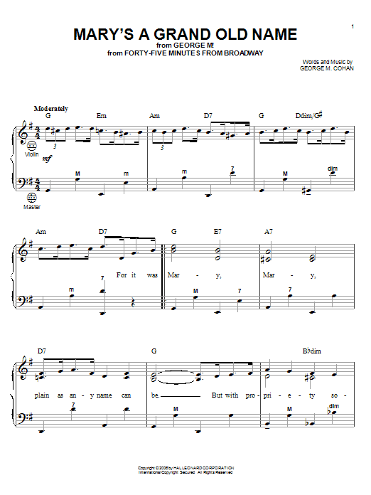 Product gallery: Page 1 of 1 Mary's A Grand Old Name, George M. Cohan