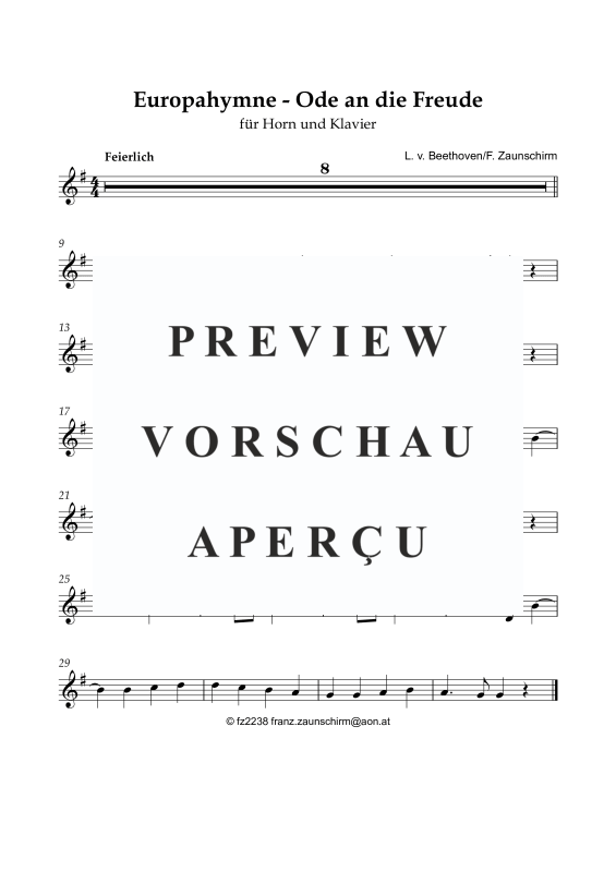 Produktgalerie: Seite 5 von 8 Europahymne - Ode an die Freude, , Horn in F und Klavier