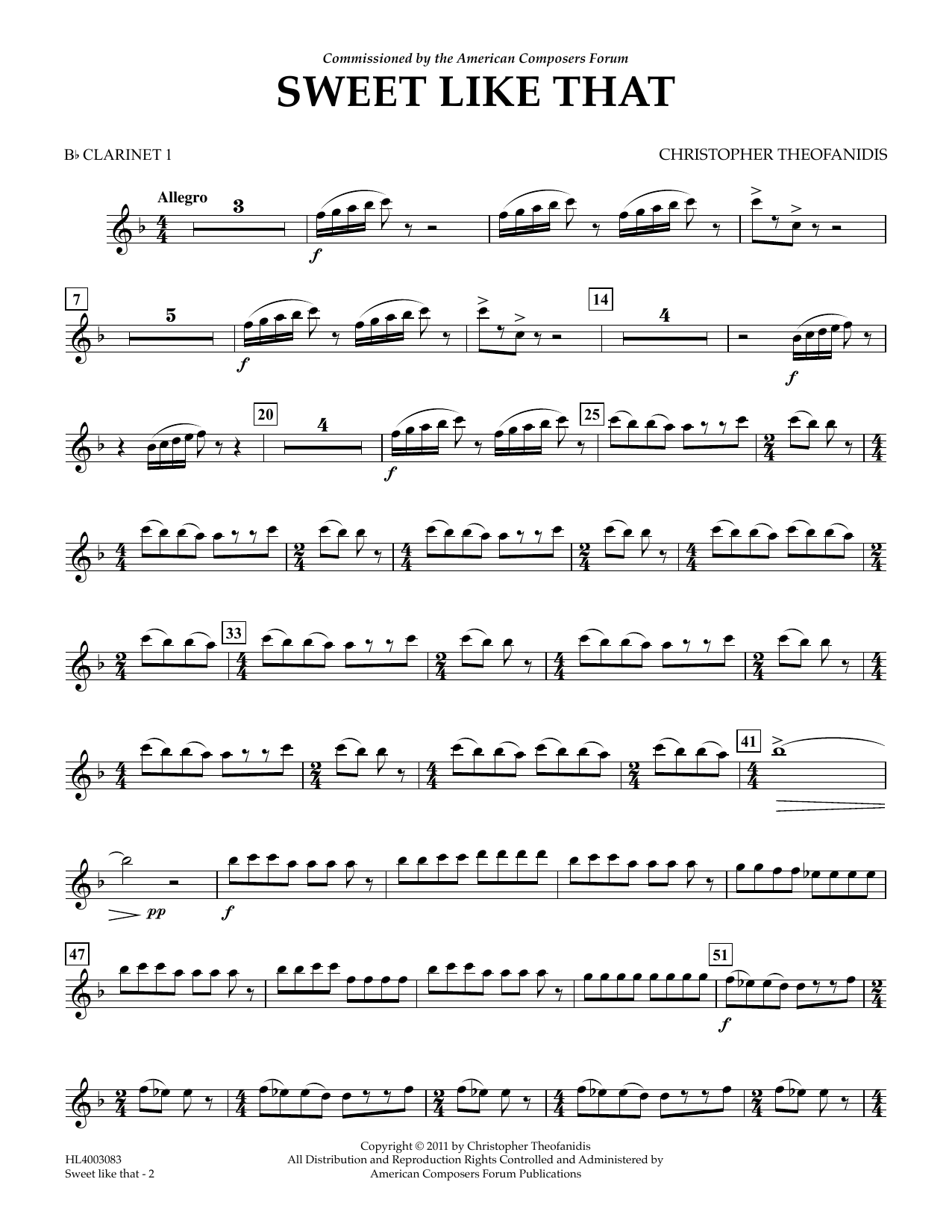 Produktgalerie: Seite 1 von 1 Sweet like that - Bb Clarinet 1, Christopher Theofanidis, Ensemble