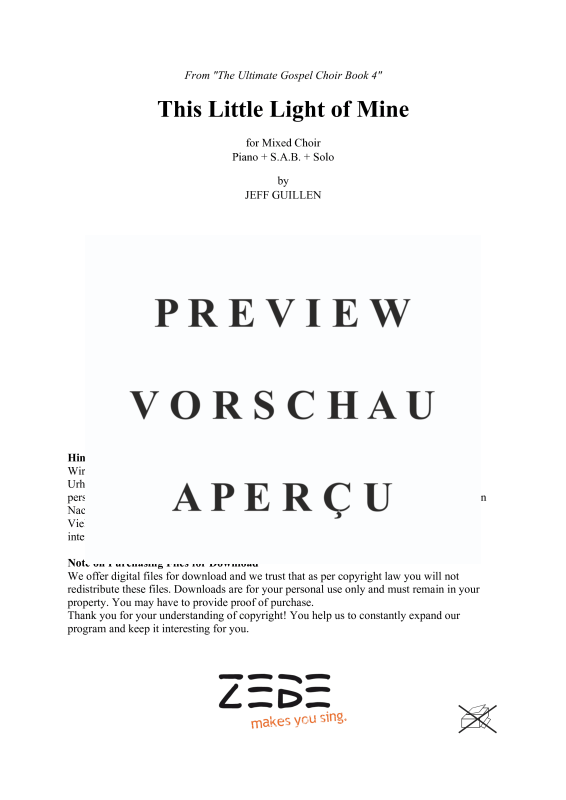 Produktgalerie: Seite 6 von 11 This Little Light Of Mine, , Gemischter Chor SAB und Klavier