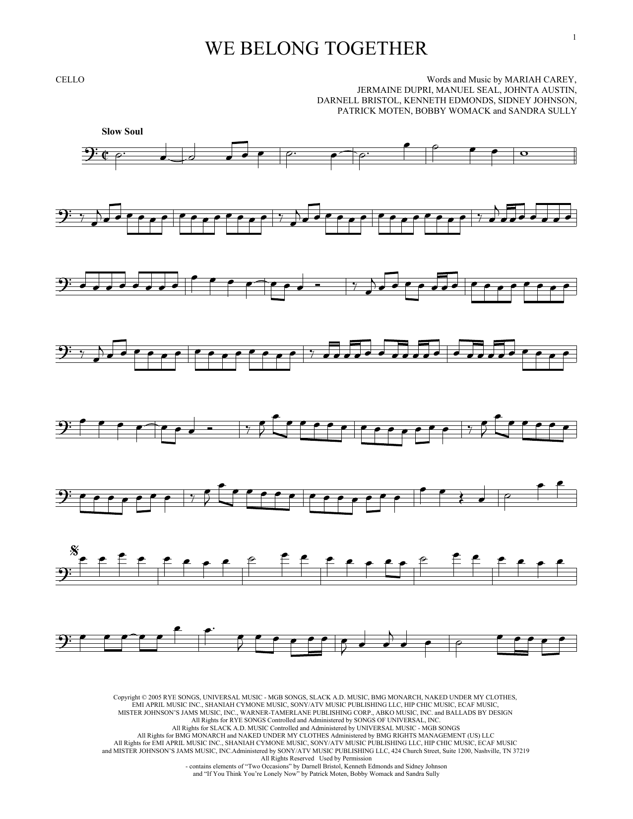 Produktgalerie: Seite 1 von 1 We Belong Together, Mariah Carey, Violoncello