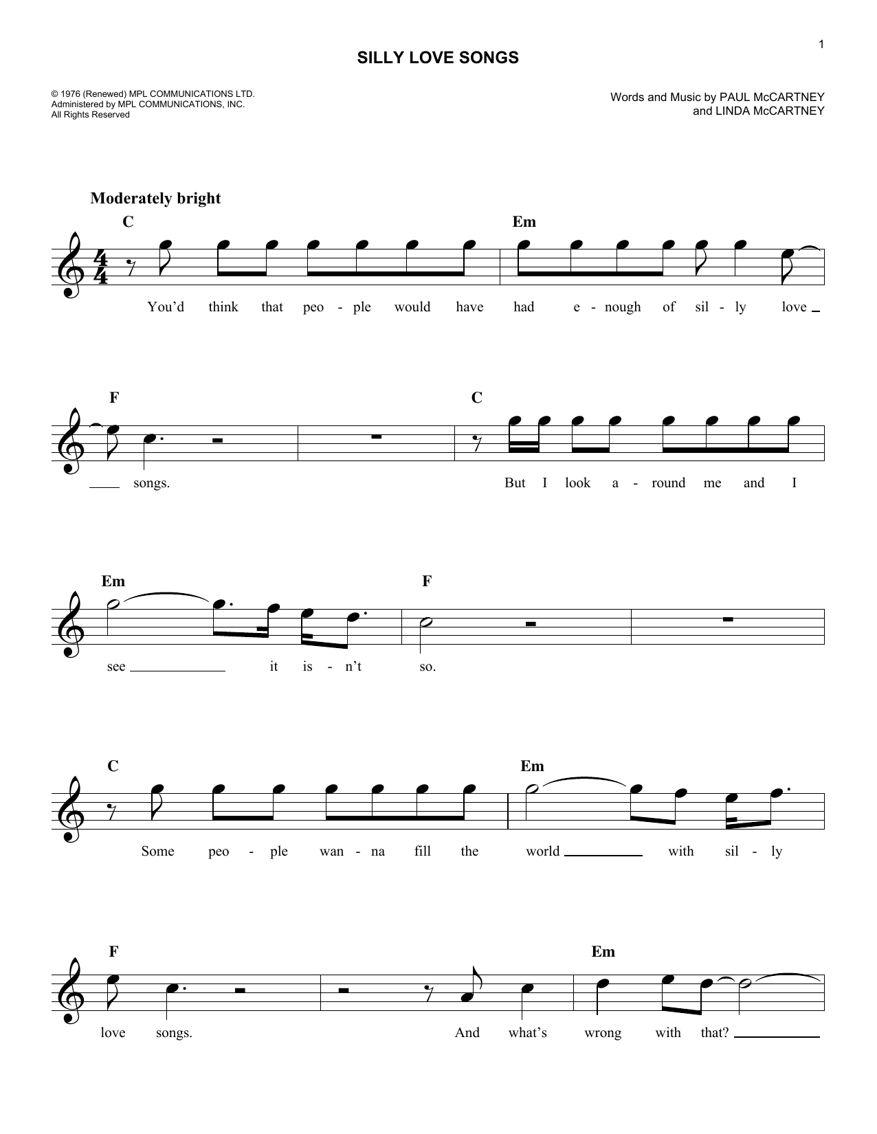 Product picture to: Silly Love Songs