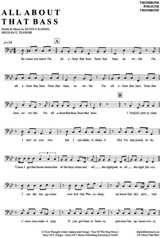 Product gallery: Page 1 of 4 All about that bass , Trainor, Meghan, (Posaune / Bariton)