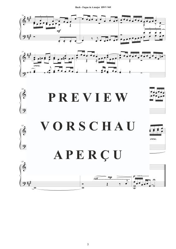 Product gallery: Page 6 of 6 Fugue in A major BWV 949, , Solo Piano
