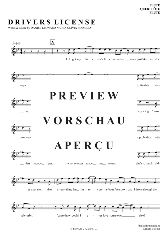 Product gallery: Page 2 of 4 Drivers License , Rodrigo, Olivia, (transverse flute)