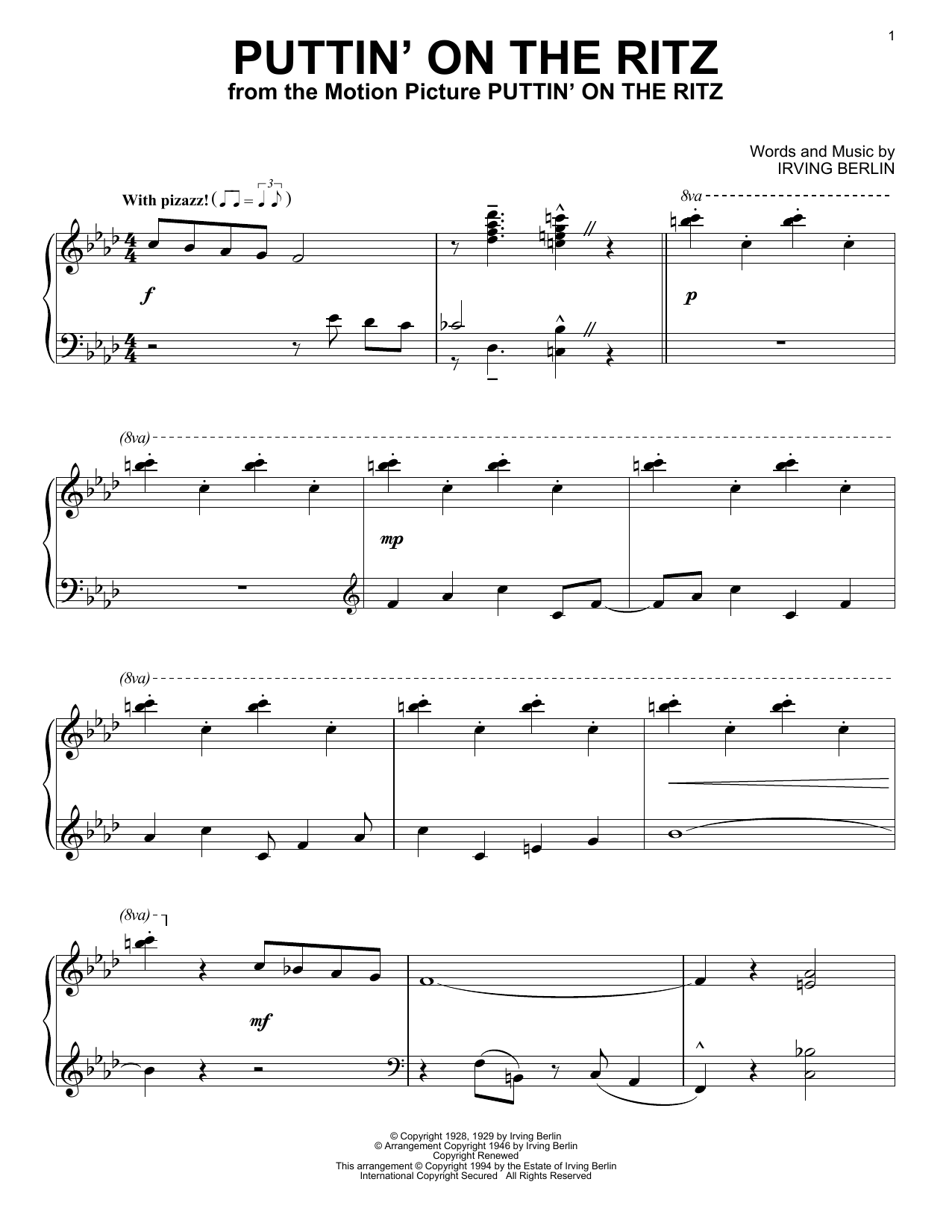 Product gallery: Page 1 of 1 Puttin' On The Ritz, Irving Berlin