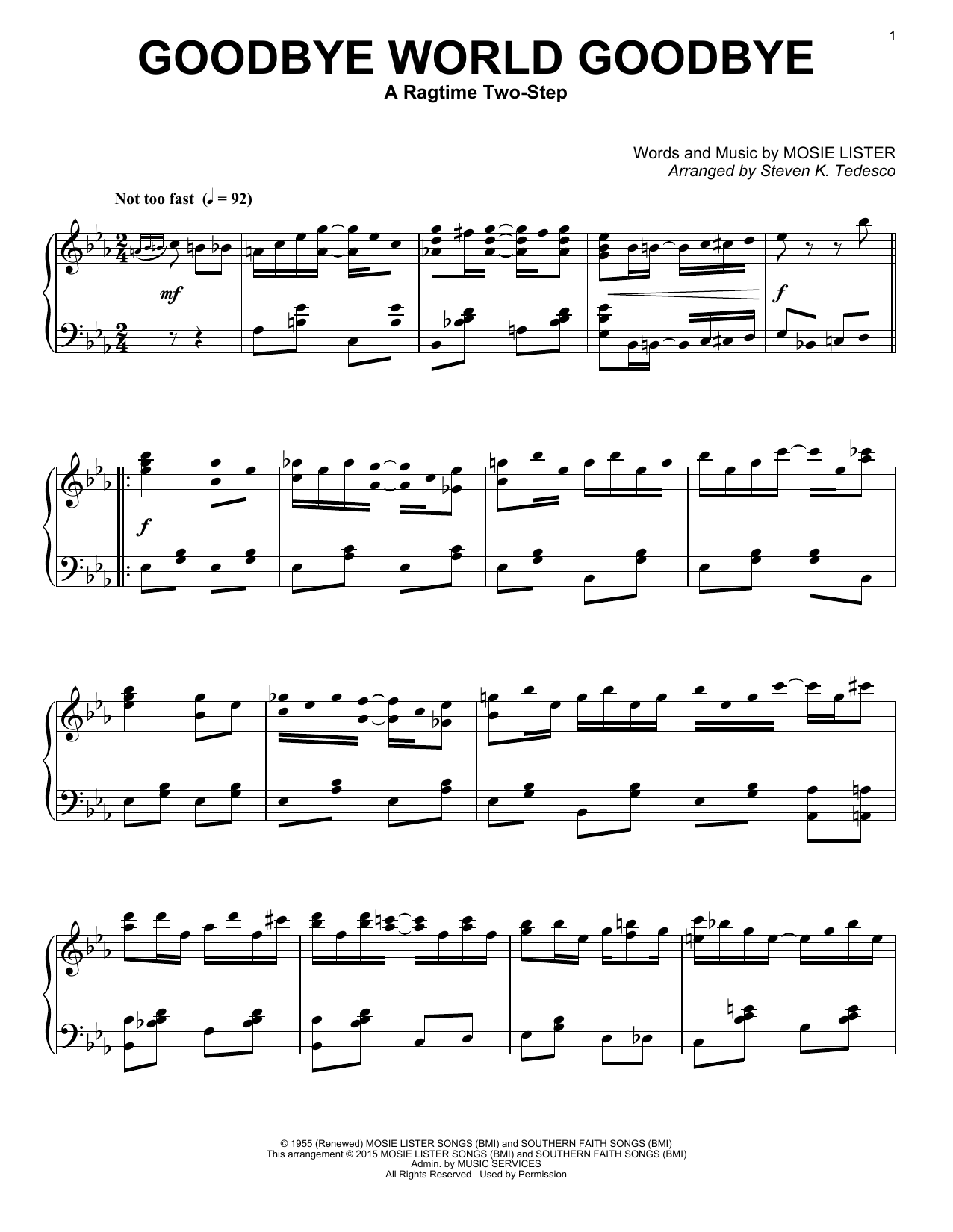 Produktbild zu: Goodbye World Goodbye (arr. Steven K. Tedesco)