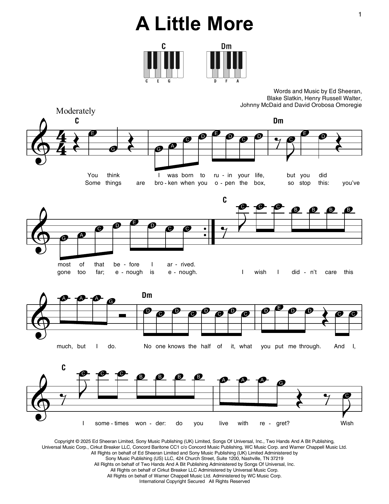 Produktgalerie: Seite 1 von 1 A Little More, Ed Sheeran, Klavier