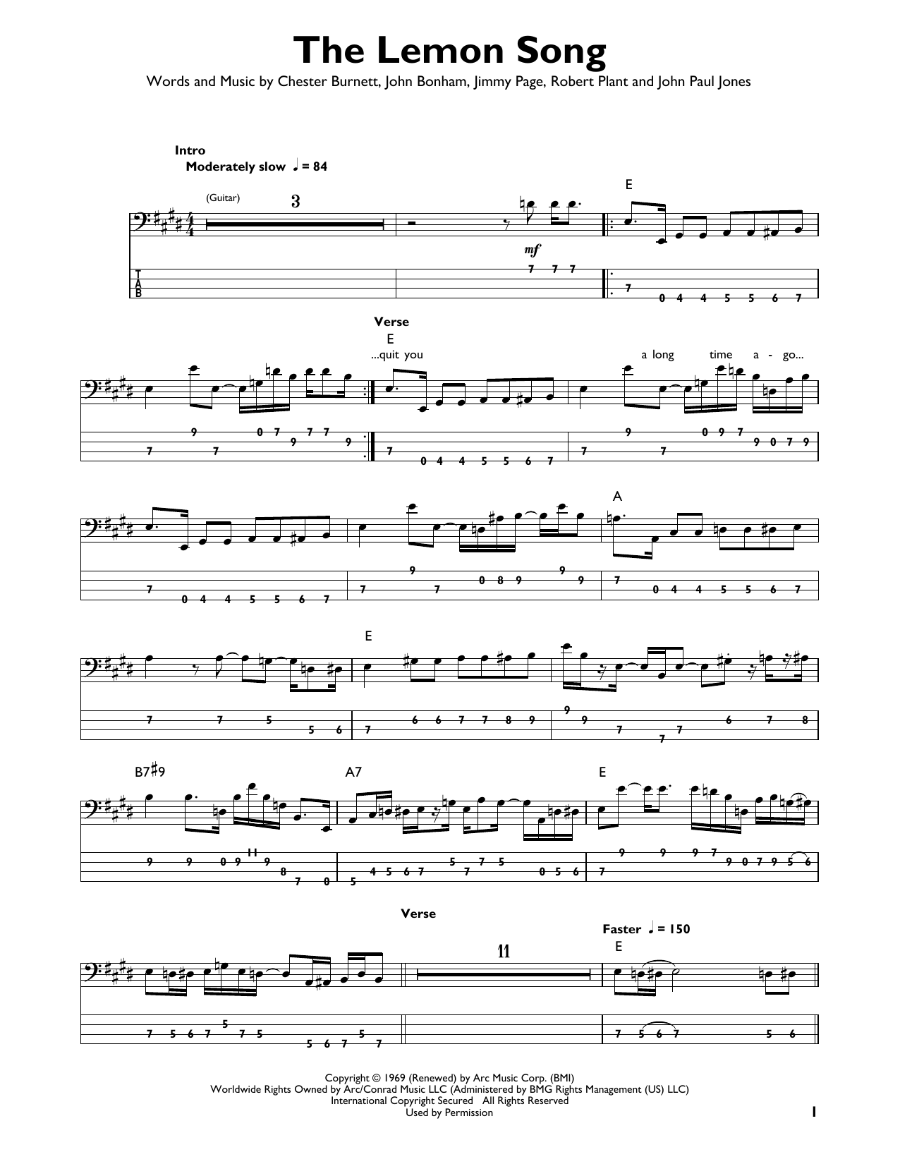 Produktgalerie: Seite 1 von 1 The Lemon Song, Led Zeppelin, E-Bass, Gitarre