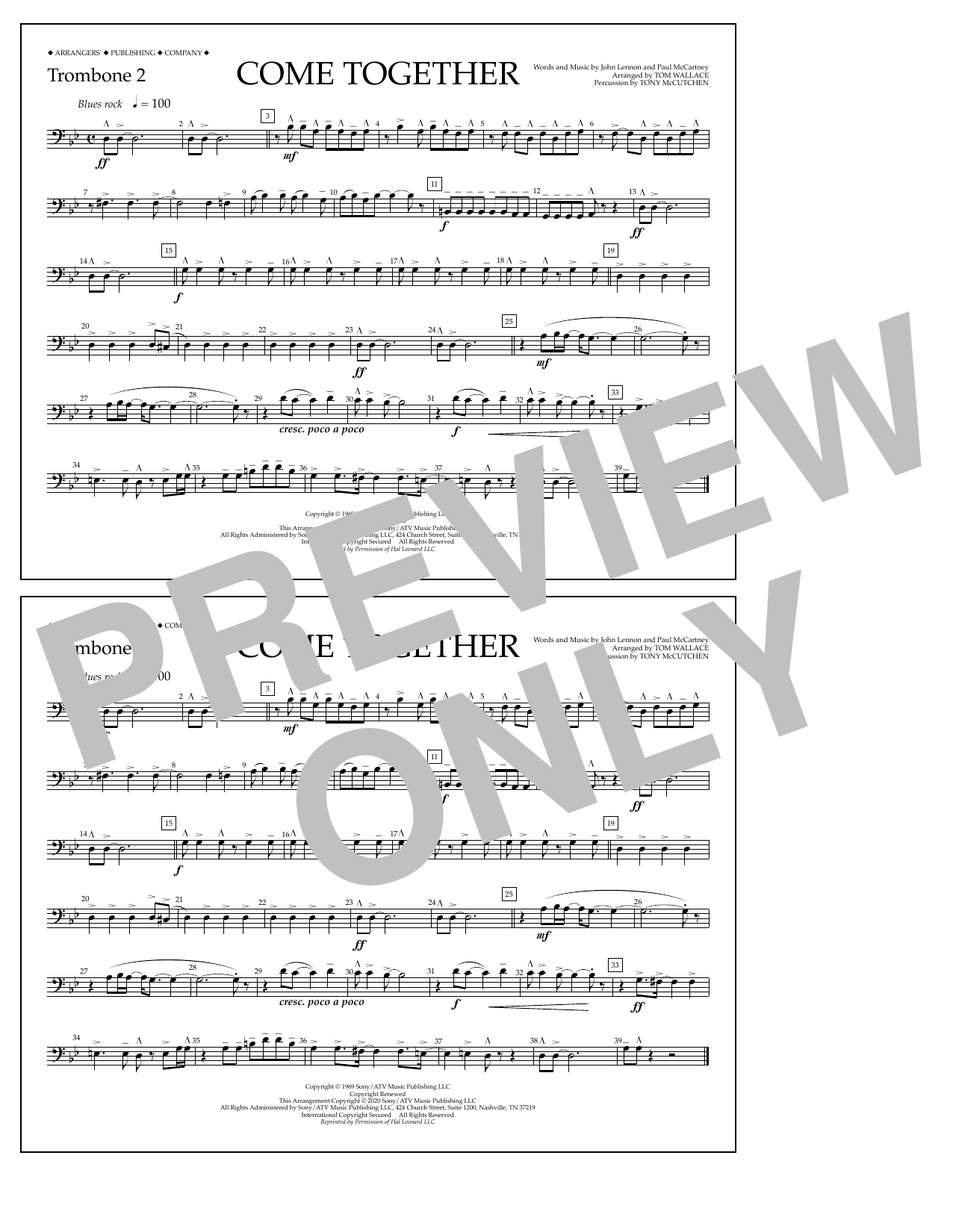Produktbild zu: Come Together (arr. Tom Wallace) - Trombone 2