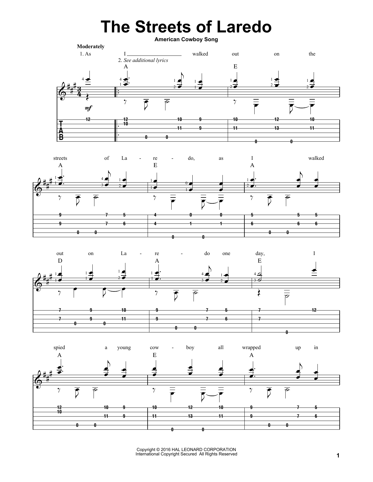 Produktgalerie: Seite 1 von 1 The Streets Of Laredo (arr. Mark Phillips), American Cowboy Song, Gitarre