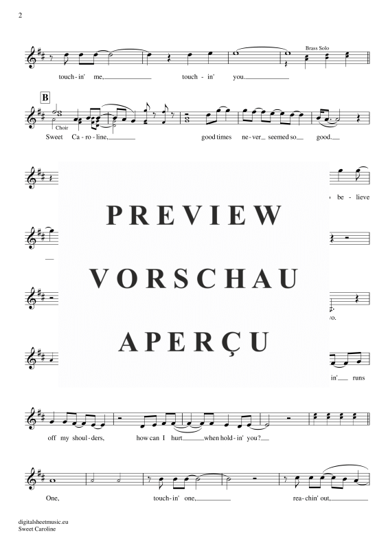 Product gallery: Page 3 of 4 Sweet Caroline , Diamond, Neil, Clarinet in B-flat