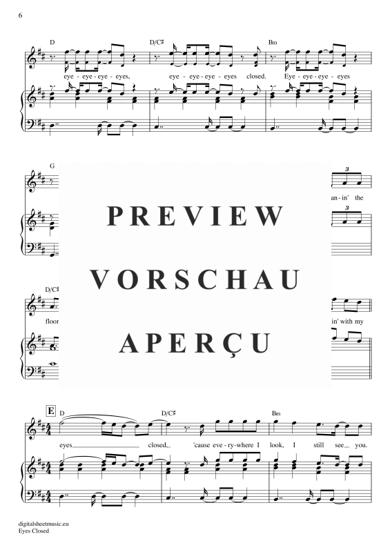 Product gallery: Page 7 of 8 Eyes Closed , Sheeran, Ed, Piano and Voice