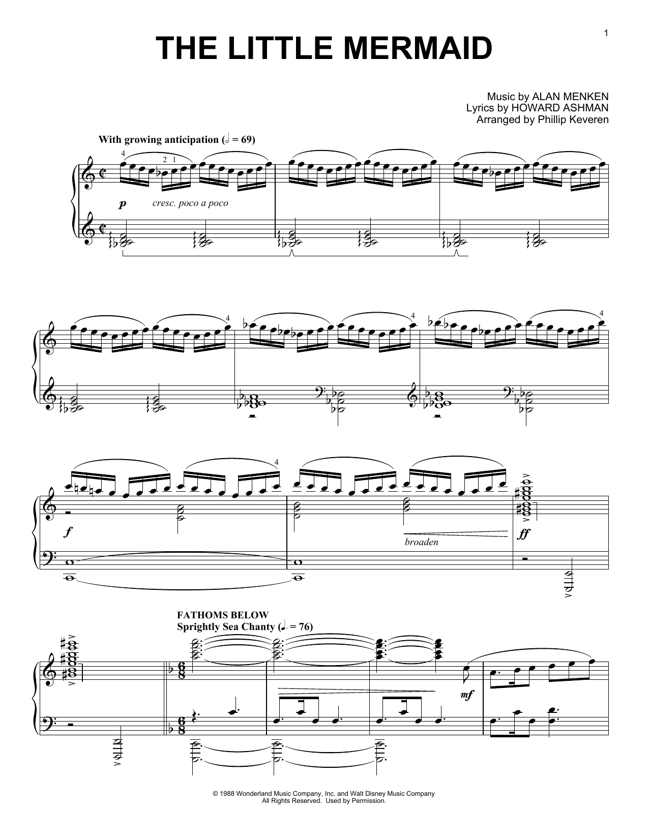 Product picture to: The Little Mermaid Medley (arr. Phillip Keveren)