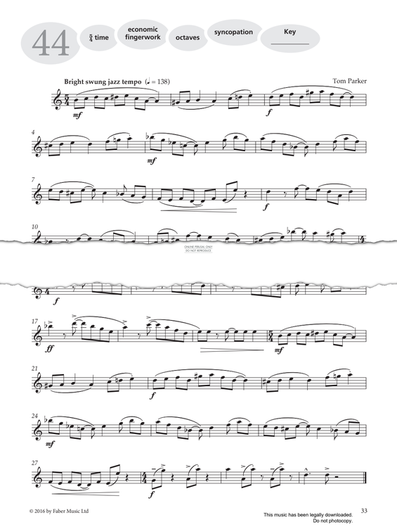 Product gallery: Page 1 of 1 Study No.44 'Bright Swung Jazz Tempo' (from 'More Graded Studies For Saxophone Book One'), Tom Parker
