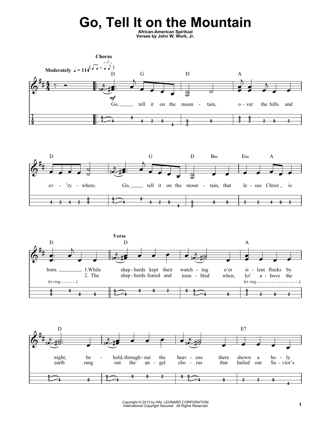Produktgalerie: Seite 1 von 1 Go, Tell It On The Mountain, African American Spiritual