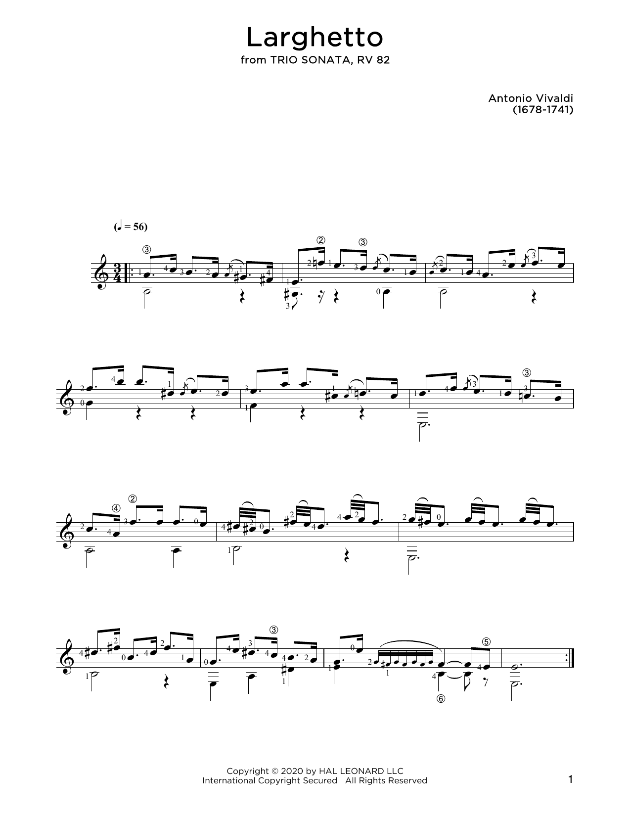 Produktgalerie: Seite 1 von 1 Larghetto, Antonio Vivaldi, Gitarre