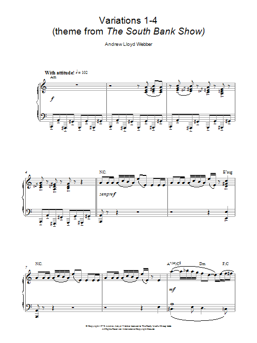 Product picture to: Variations 1-4 (theme from The South Bank Show)