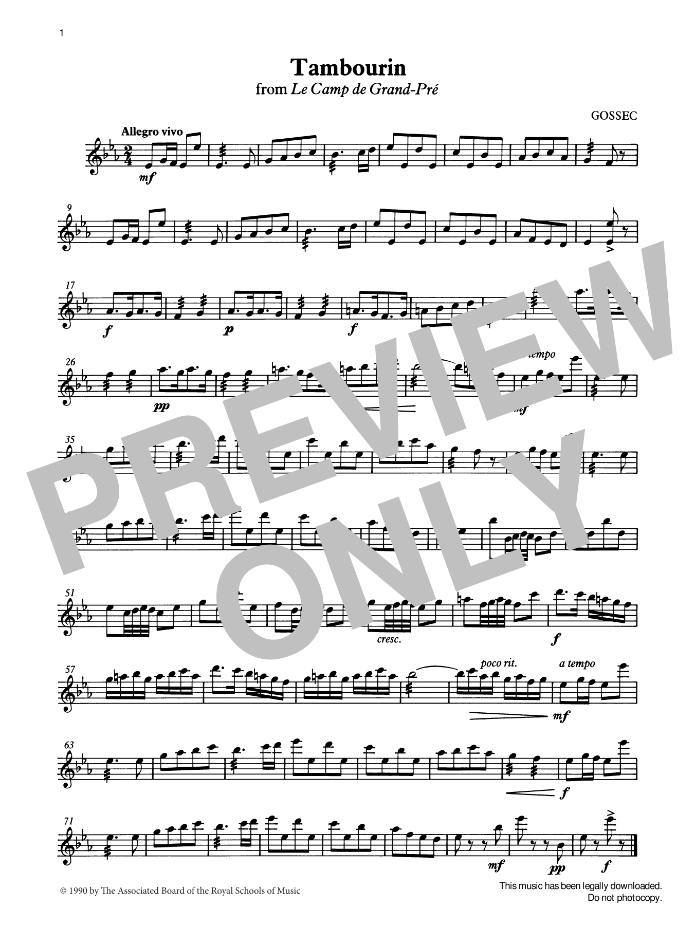 Produktgalerie: Seite 1 von 1 Tambourin from Graded Music for Tuned Percussion, Book III, F. J. Gossec, Percussion