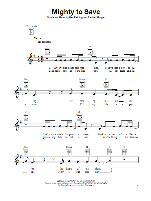 Product gallery: Page 1 of 1 Mighty To Save, Hillsong Worship