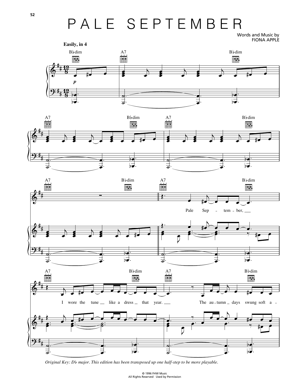 Produktgalerie: Seite 1 von 1 Pale September, Fiona Apple, Gesang, Gitarre, Klavier