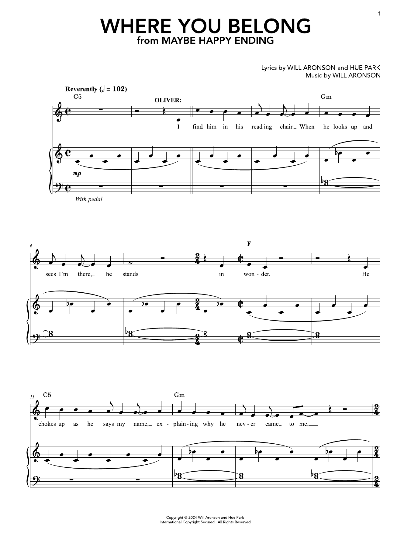 Produktgalerie: Seite 1 von 1 Where You Belong (from Maybe Happy Ending), Hue Park & Will Aronson, Gesang, Klavier