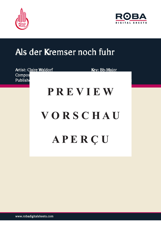 Produktgalerie: Seite 2 von 6 Als der Kremser noch fuhr, Waldorf, 	Claire, Klavier und Gesang