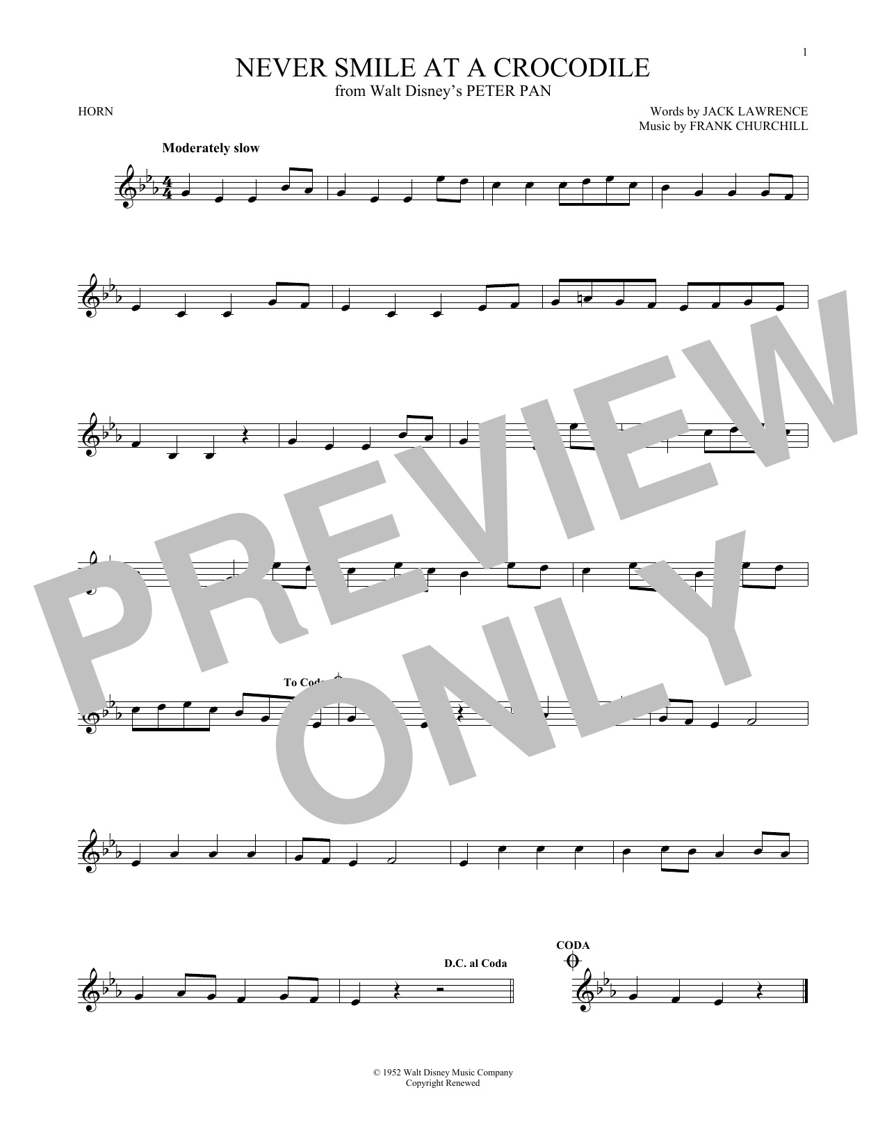 Produktgalerie: Seite 1 von 1 Never Smile At A Crocodile, Frank Churchill, Horn