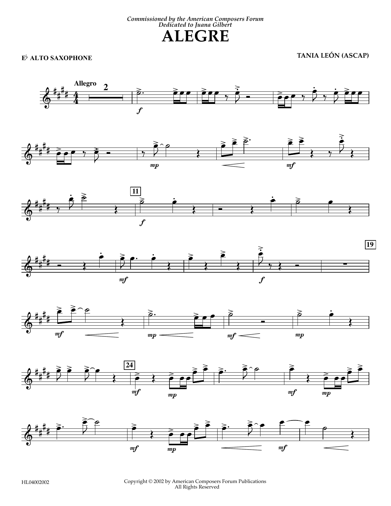 Produktgalerie: Seite 1 von 1 Alegre - Eb Alto Saxophone, Tania Leon, Ensemble