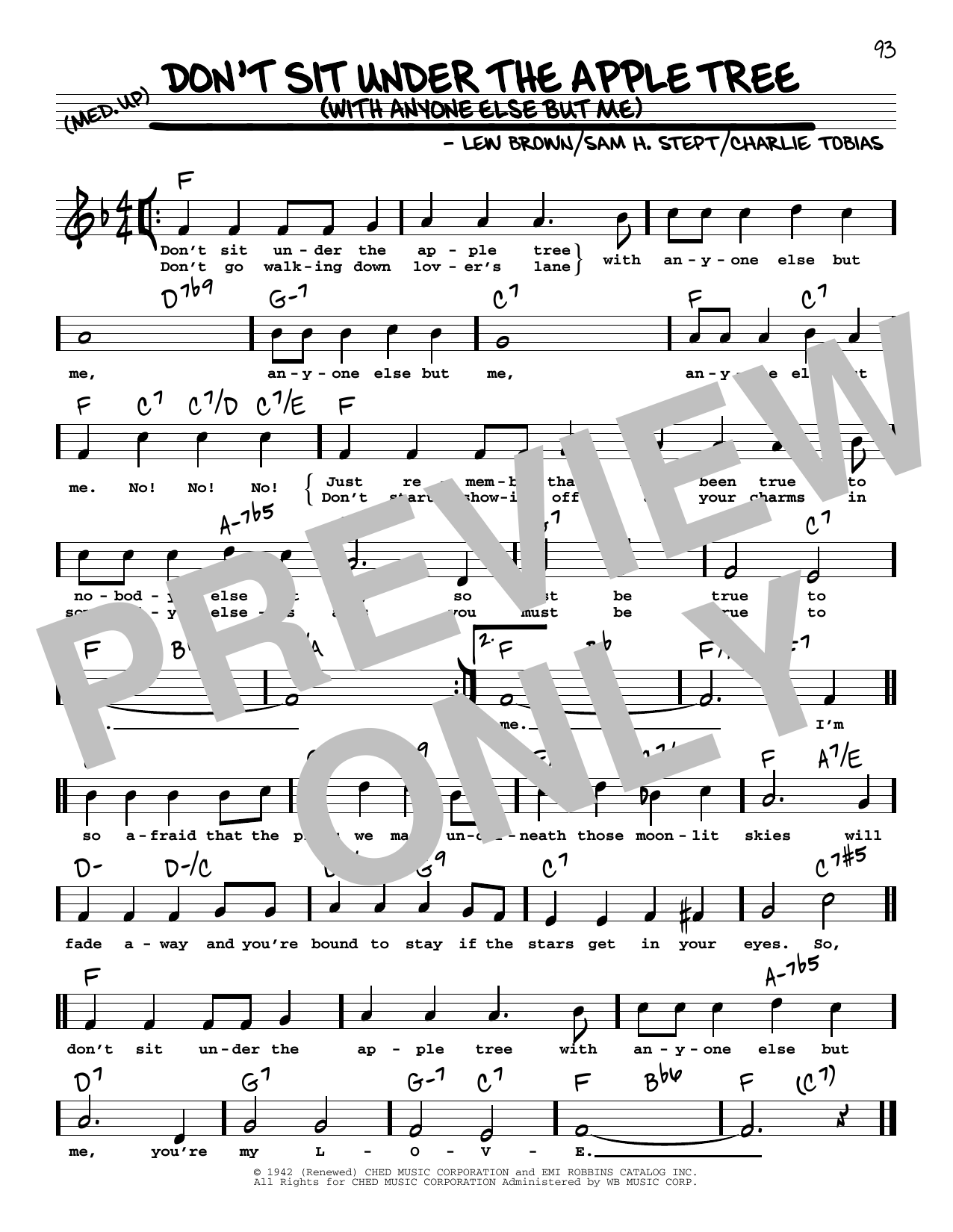 Produktbild zu: Don't Sit Under The Apple Tree (With Anyone Else But Me) (High Voice)