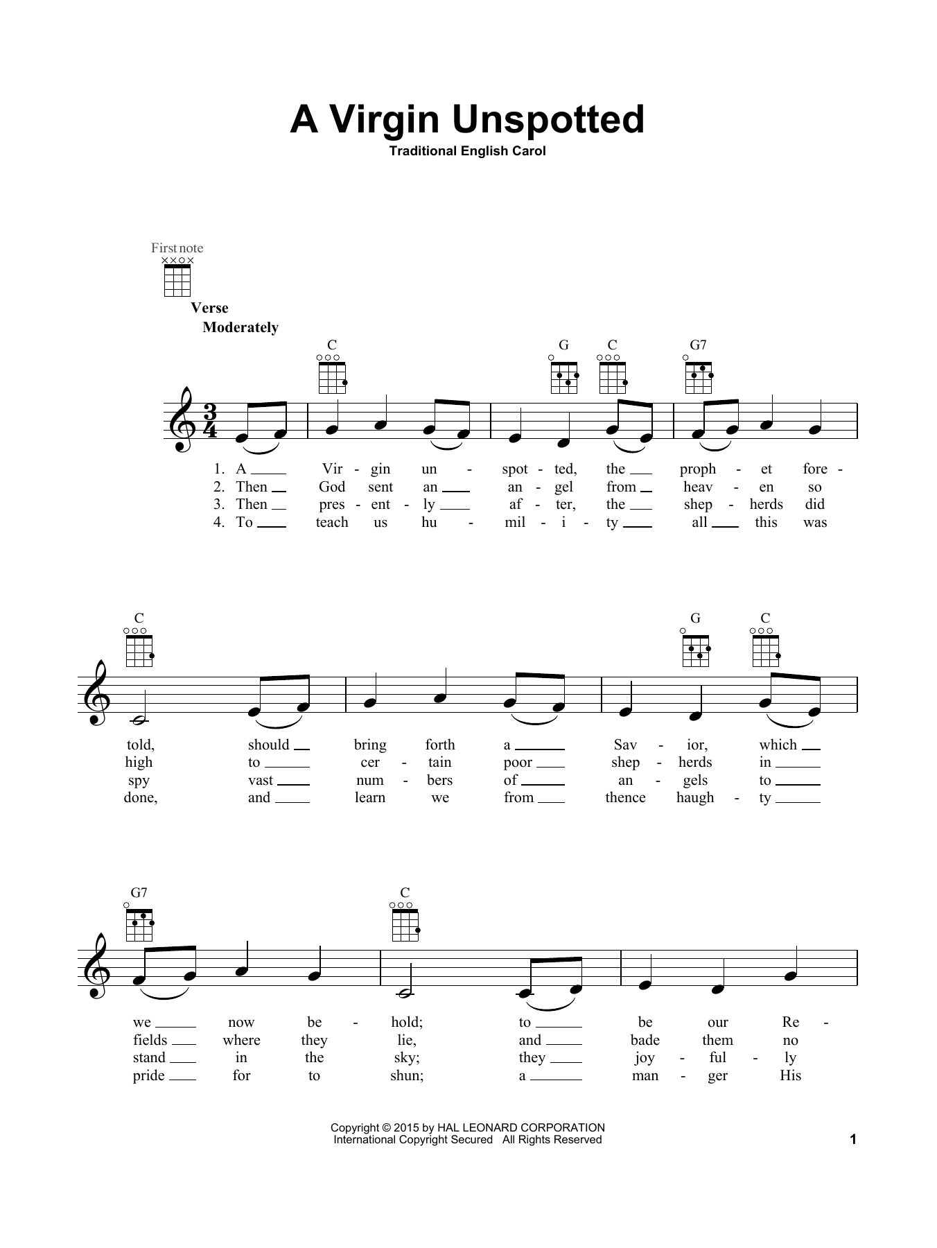 Product gallery: Page 1 of 1 A Virgin Unspotted, Traditional English Carol