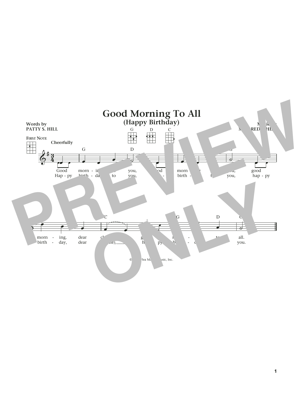 Product gallery: Page 1 of 1 Good Morning To All (from The Daily Ukulele) (arr. Liz and Jim Beloff), Mildred J. Hill