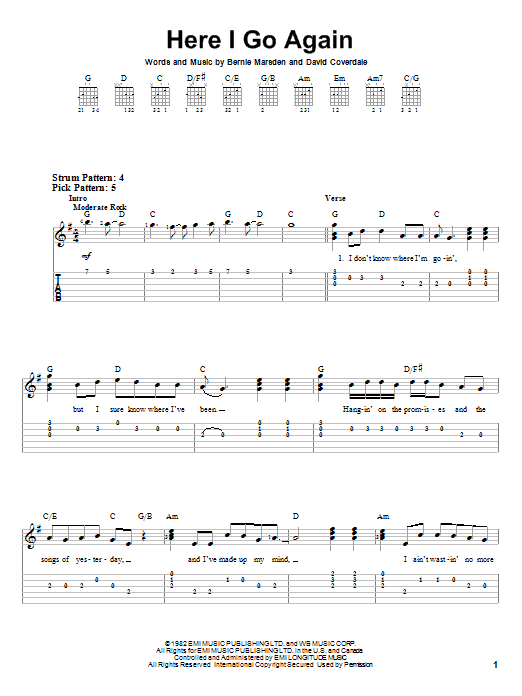 Produktgalerie: Seite 1 von 1 Here I Go Again, Whitesnake, Gitarre