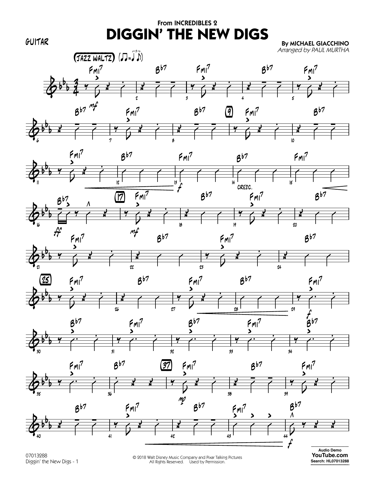 Produktgalerie: Seite 1 von 1 Diggin' the New Digs (from Incredibles 2) (arr. Paul Murtha) - Guitar, 