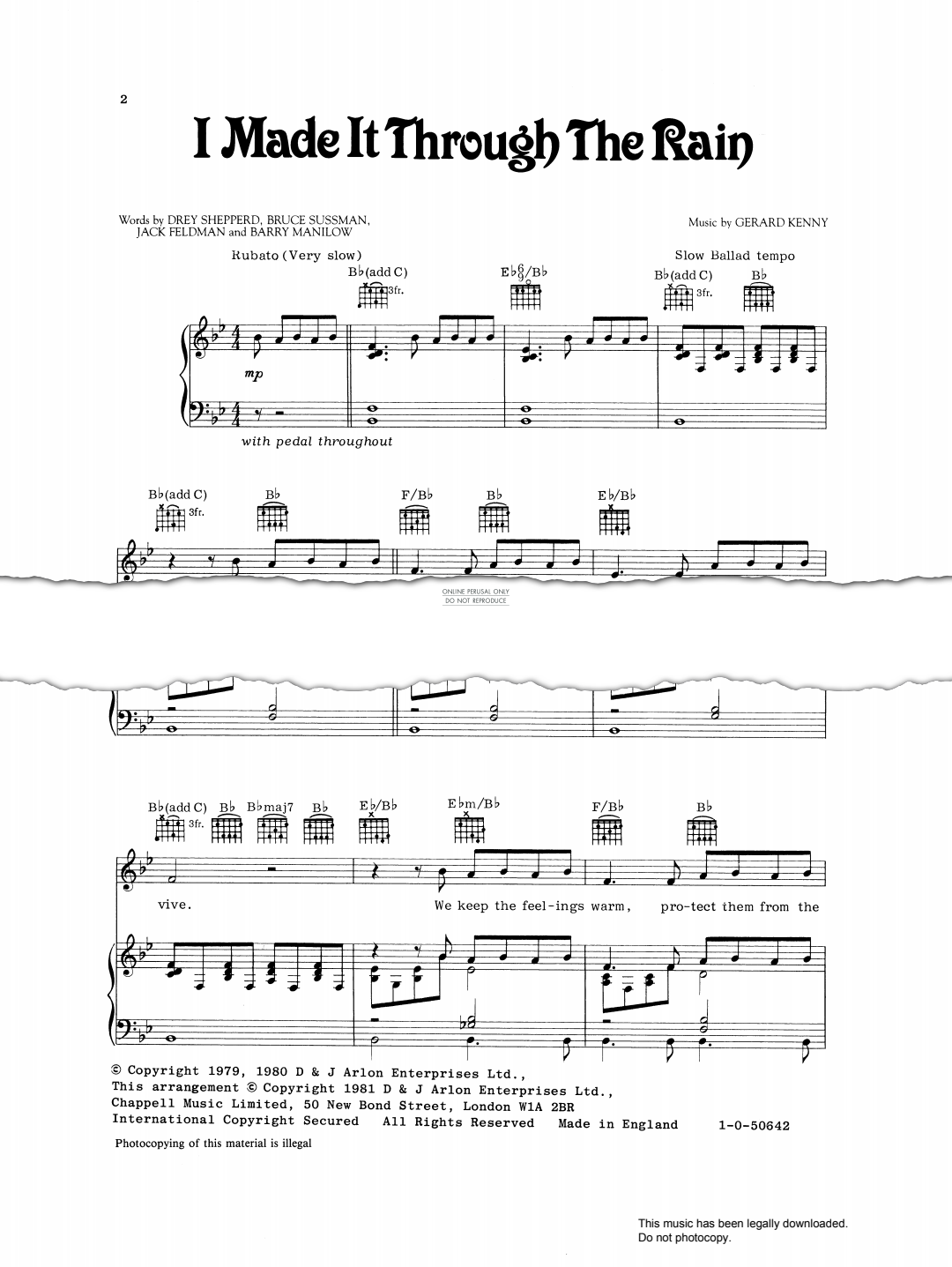 Product gallery: Page 1 of 1 I Made It Through The Rain, Barry Manilow