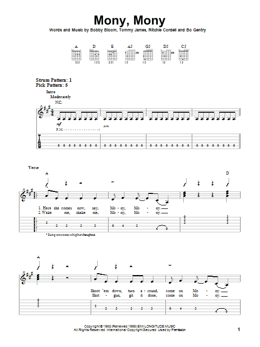 Produktgalerie: Seite 1 von 1 Mony, Mony, Tommy James & The Shondells, Gitarre