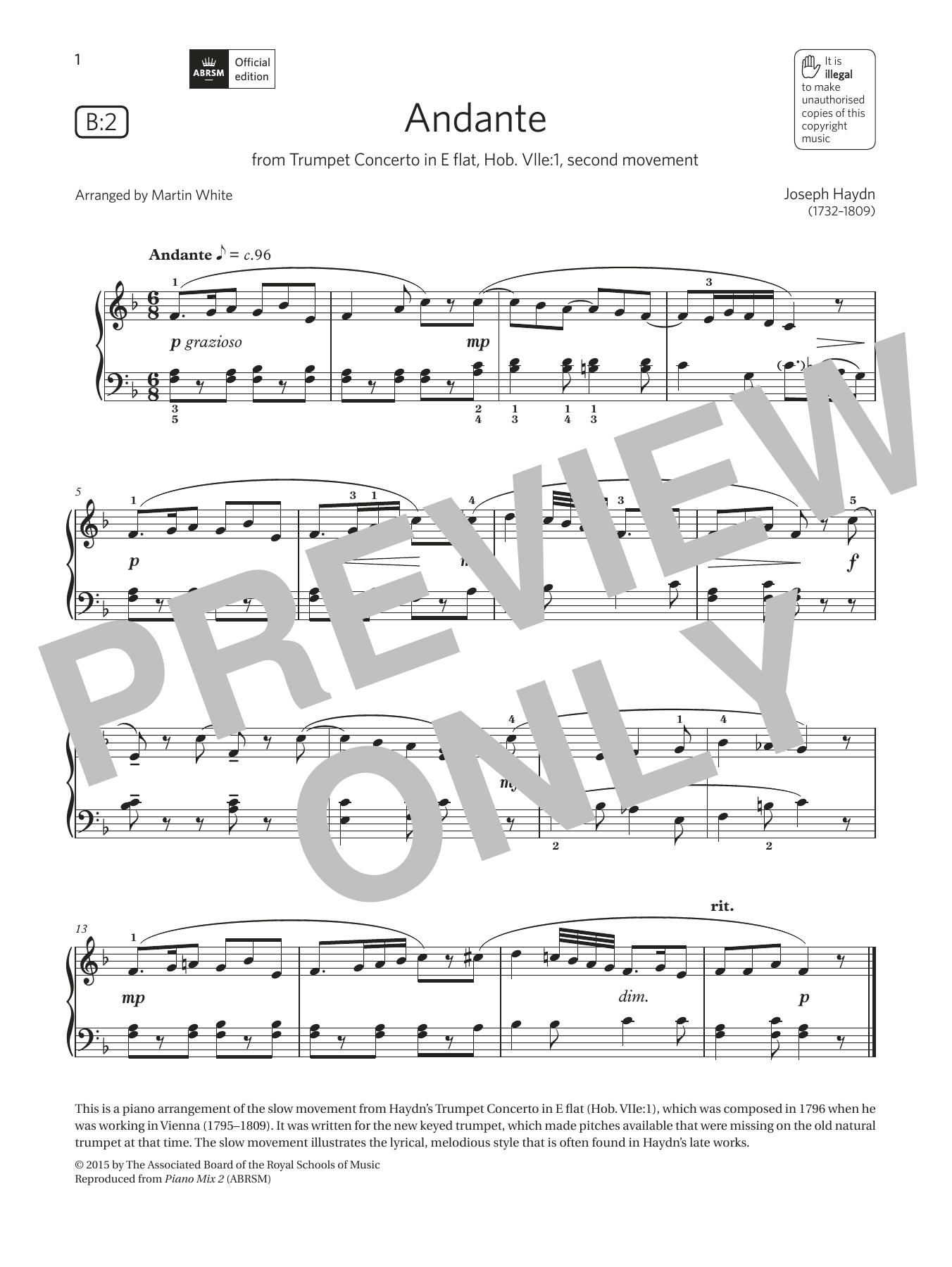 Product picture to: Andante (Grade 3, list B2, from the ABRSM Piano Syllabus 2021 & 2022)
