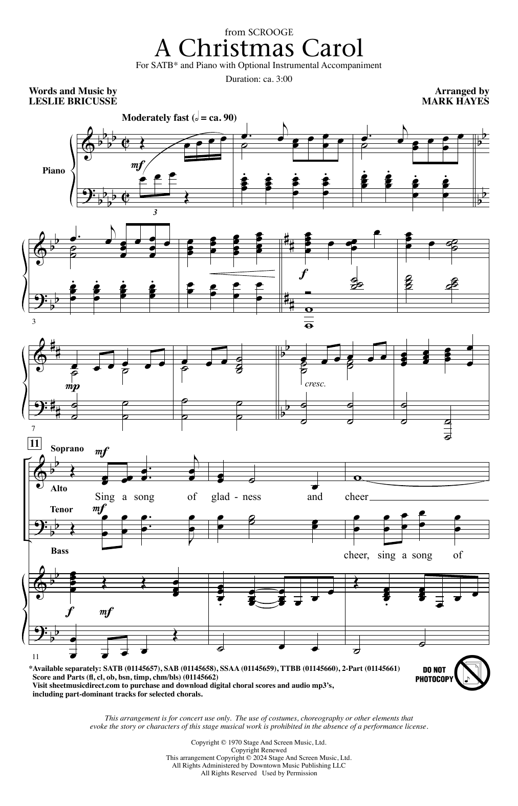 Product picture to: A Christmas Carol (from Scrooge) (arr. Mark Hayes)