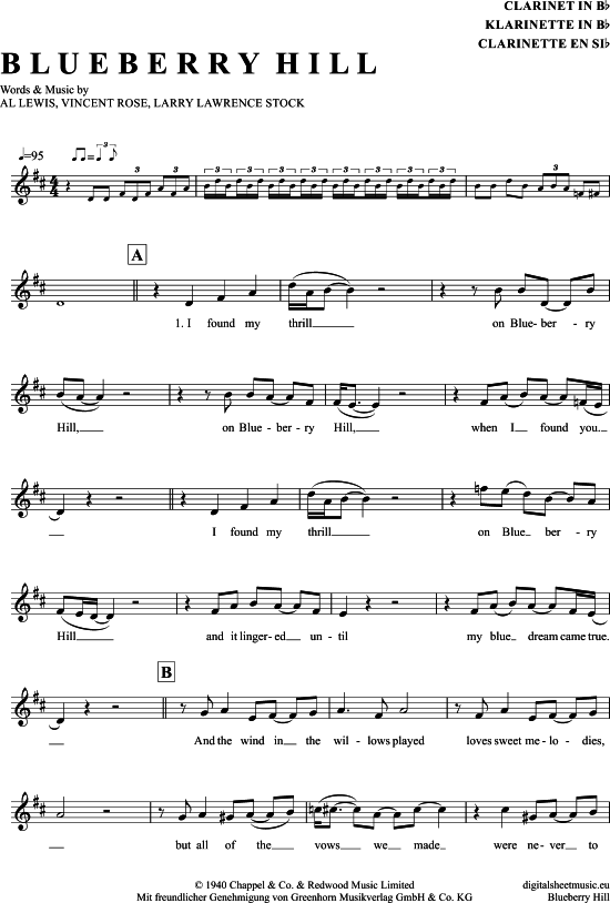 Product gallery: Page 1 of 3 Blueberry Hill , Domino, Fats, Clarinet in B-flat