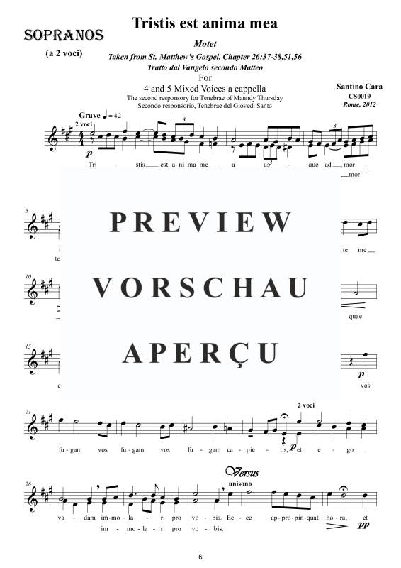 Produktgalerie: Seite 7 von 11 Tristis est anima mea - Geistliche Motette, , Gemischter Chor 5-stimmig SSATB a capella
