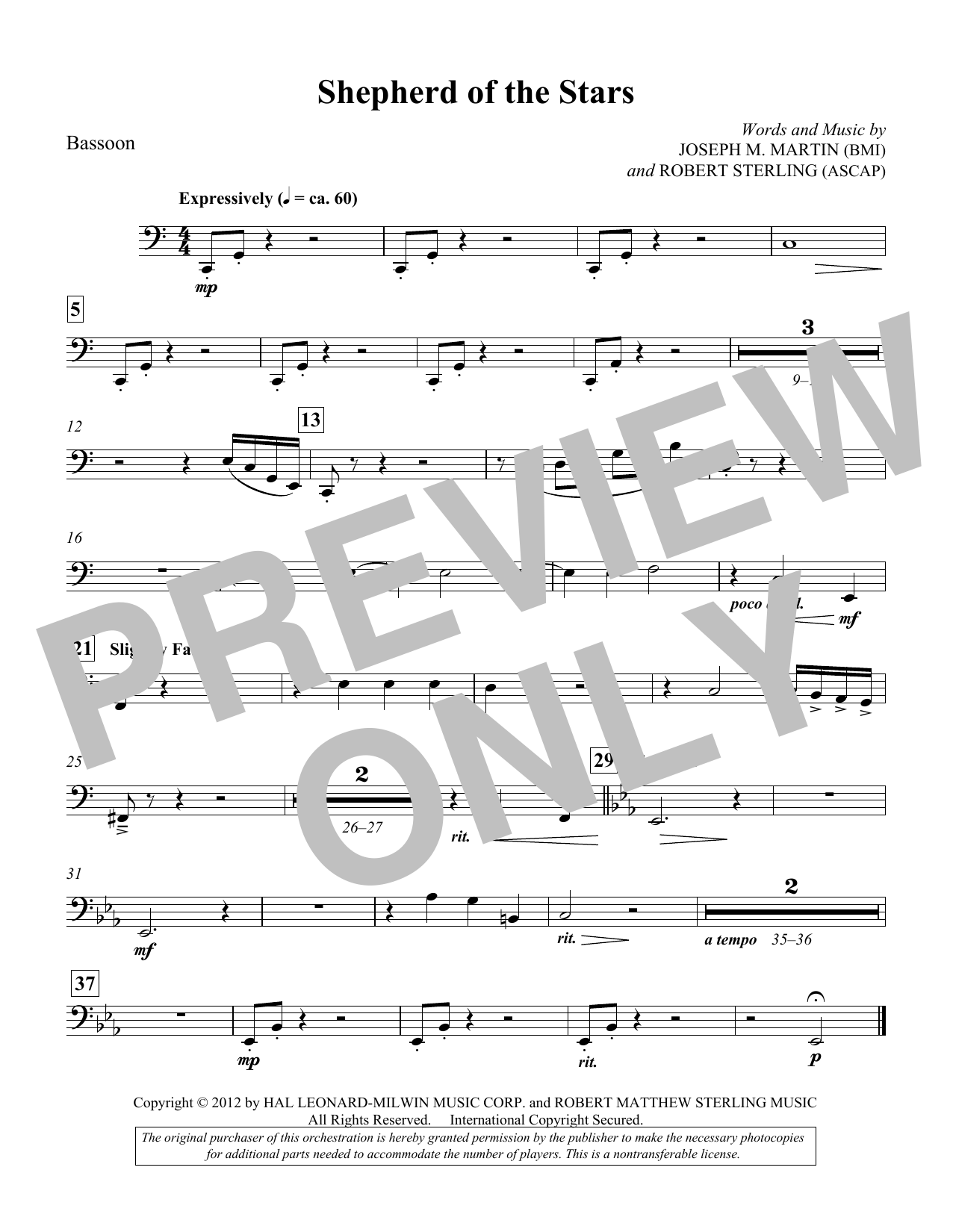 Produktbild zu: Shepherd Of The Stars - Bassoon