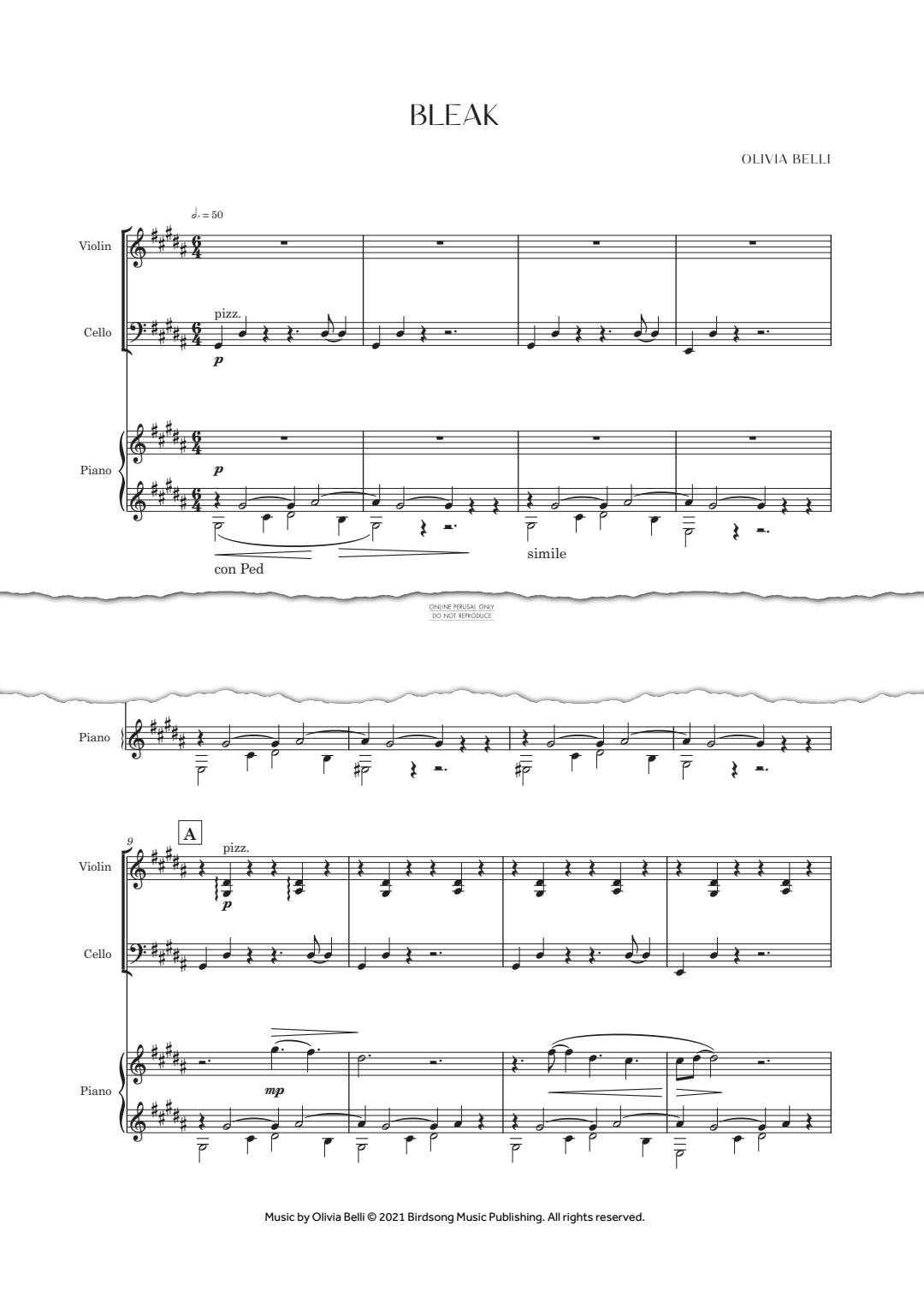 Produktgalerie: Seite 1 von 1 Bleak, Olivia Belli, Klavier, Violine, Violoncello