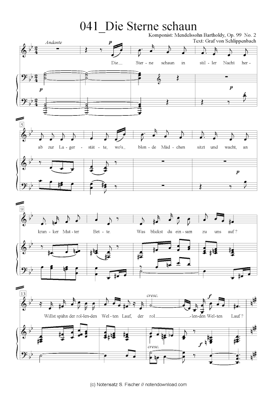 Product picture to: Die Sterne schaun Felix Mendelssohn Bartholdy (1809-1947)