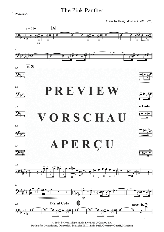 gallery: Pink Panther, , Trombone Quartet 3x Trombone and Bass Trombone