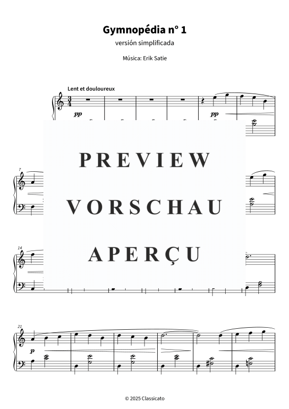 gallery: Gymnopédia n° 1 - versión simplificada, , (Klavier Solo)